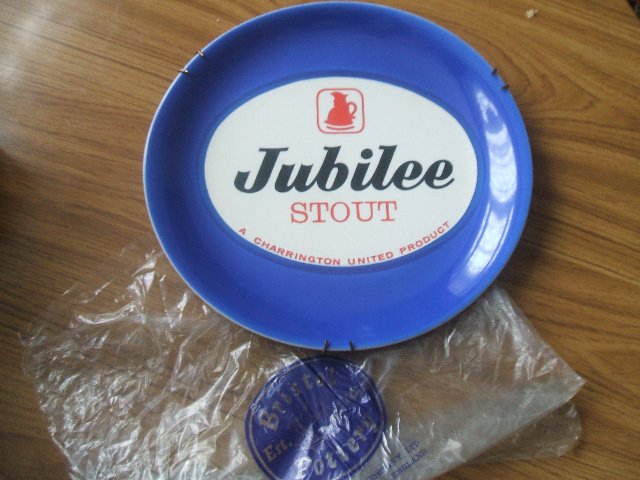 Preview of the first image of JUBILEE STOUT CHINA PLATE - 1960'S MINT CONDITION.