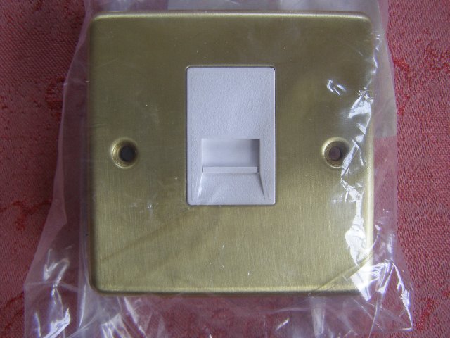 Preview of the first image of Satin Brass single telephone socket.