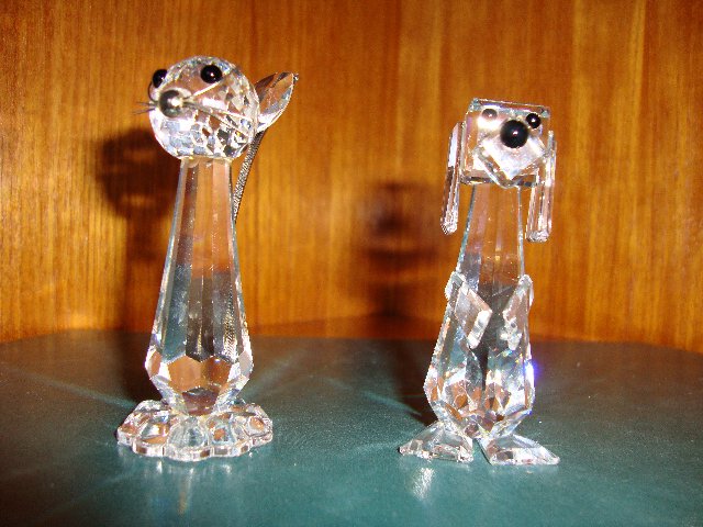 Preview of the first image of Swarovski crystal cat and dog without boxes.