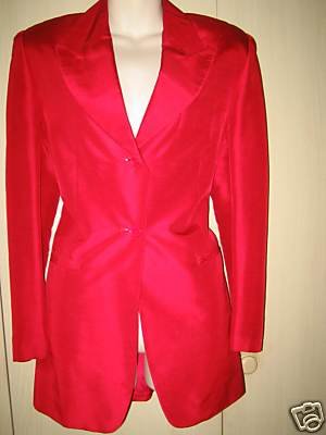Preview of the first image of Superb Vintage 100% Silk Red or Black Jacket UK 10-12.