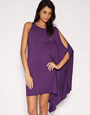 Preview of the first image of Gorgeous ASOS Purple Body Con Jersey Dress UK10.