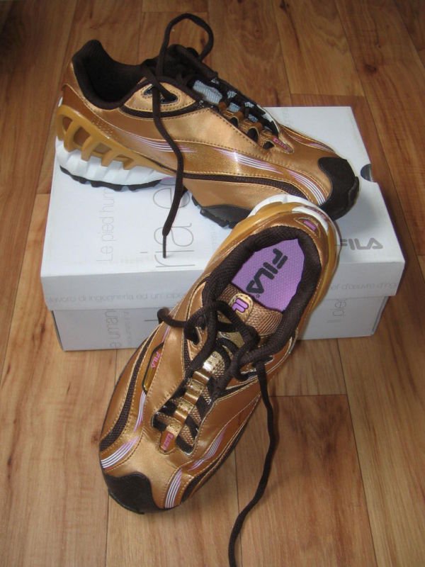 Preview of the first image of REAL FILA Gold,Pink & Brown Trainers UK5 rrp £49.