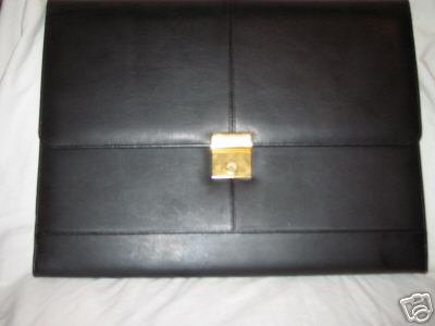 Preview of the first image of Stylish Black Business/ Document case with gold clasp.