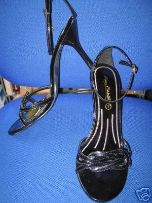 Preview of the first image of Black Patent Ankle Strap Slingback UK Size 7 4".