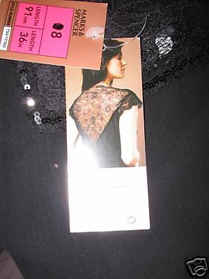 Image 2 of M&S Black Lace & Chiffon Dress UK 8,10,12 BNWT rrp£55