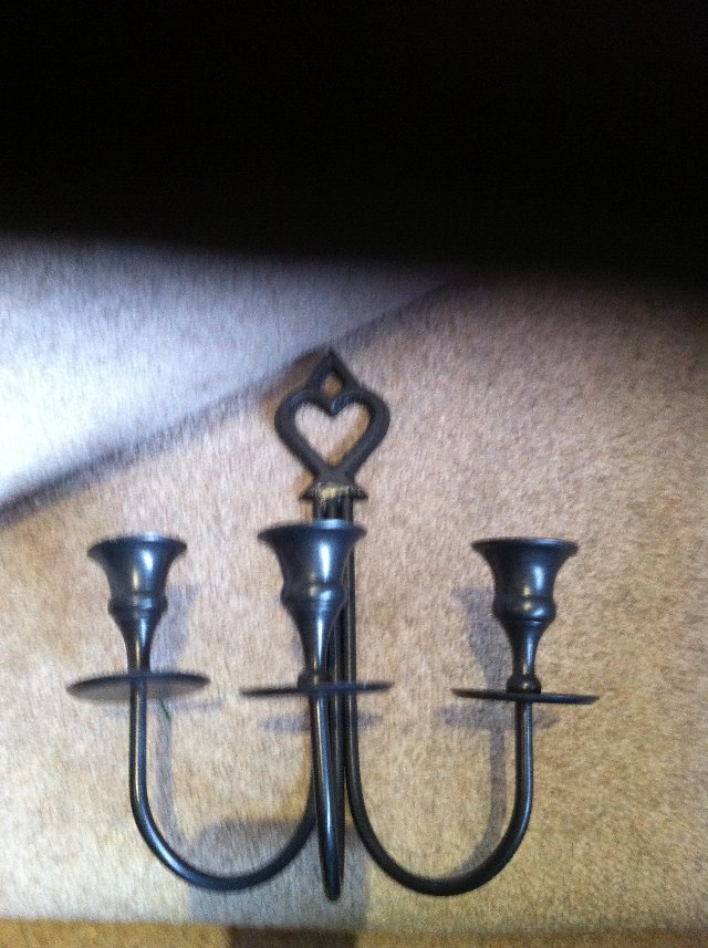 Preview of the first image of Vintage Sets of 3 Gunmetal wall candle holders.