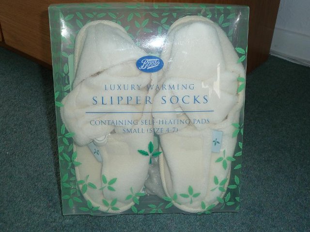 Preview of the first image of SELF HEATING LUXURY SLIPPER SOCKS - new and boxed.