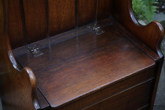Image 5 of TITCHMARSH AND GOODWIN SOLID OAK BOX SETTLE MONKS BENCH PEW.