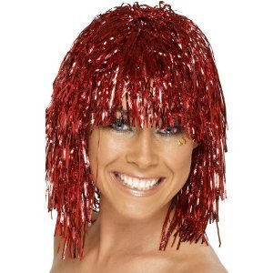 Preview of the first image of Red Tinsel Wig (Incl P&P).