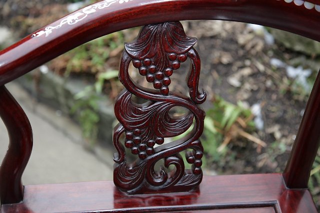 Image 8 of ORIENTAL CHINESE CARVED INLAID BEDROOM HALL CORNER ARMCHAIR