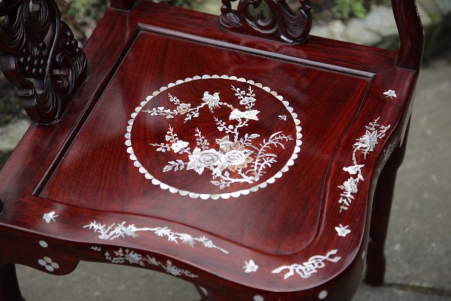 Image 10 of ORIENTAL CHINESE CARVED INLAID BEDROOM HALL CORNER ARMCHAIR