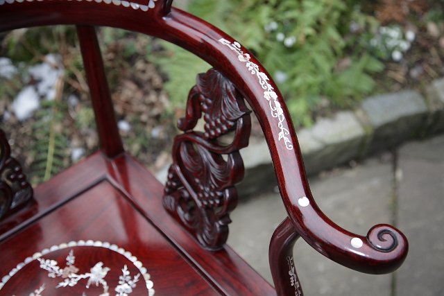 Image 14 of ORIENTAL CHINESE CARVED INLAID BEDROOM HALL CORNER ARMCHAIR