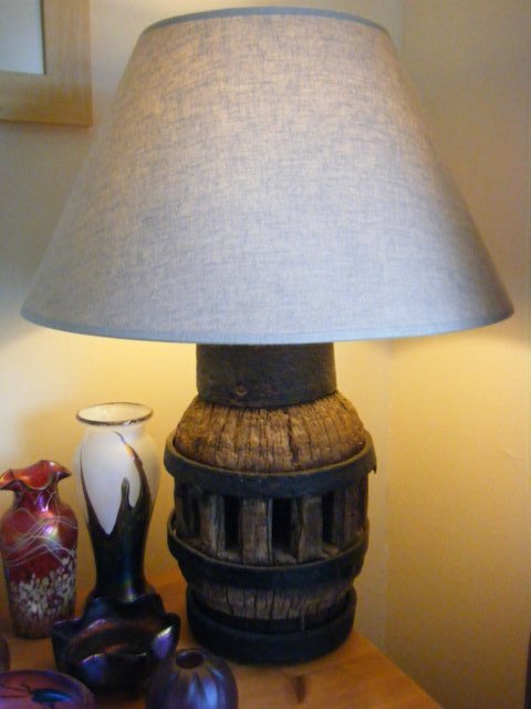 Preview of the first image of PRE? VICTORIAN RUSTIC ORIGINAL WHEEL HUB LAMP DESIGNER.