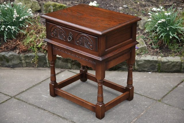 Preview of the first image of OLD CHARM WOOD BROS TUDOR OAK LAMP SIDE TABLE CABINET..