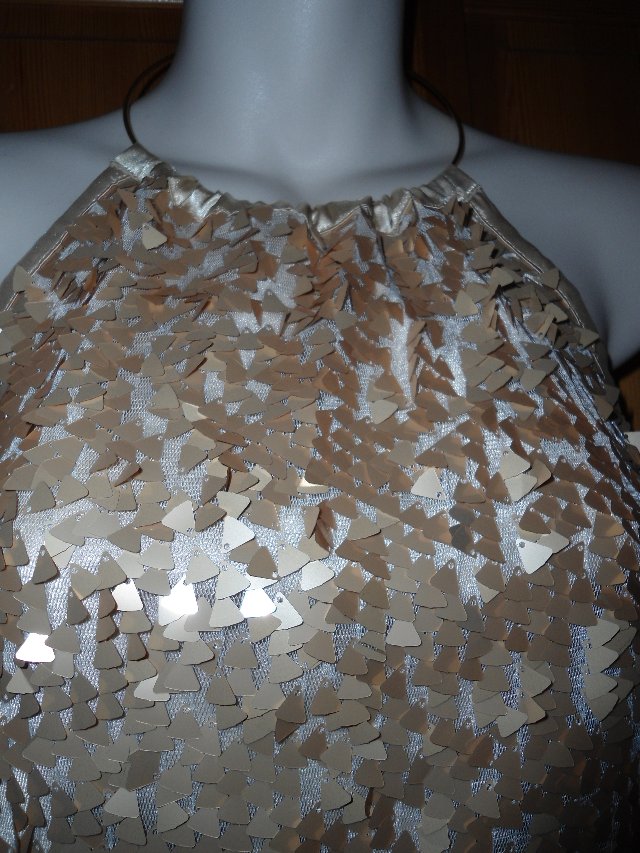 Image 3 of Brand New Gold Sequinned Unusual Halter Top UK10 -12