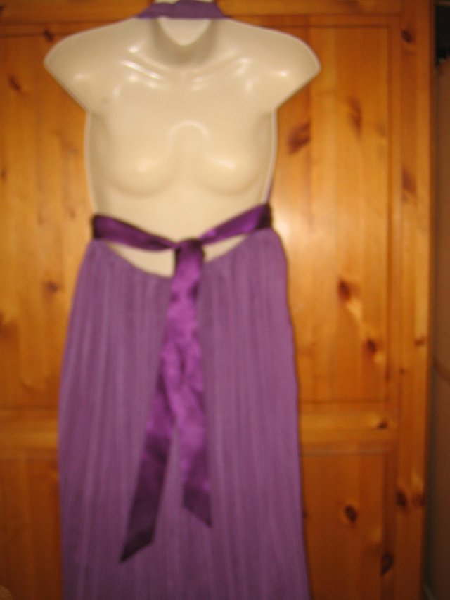 Image 2 of Purple Crepe & Satin Jewelled Dress UK10-12