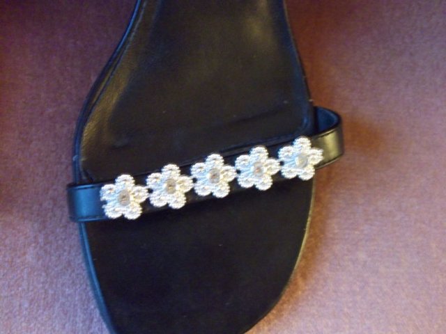 Image 2 of Black  strappy Anne Michelle Diamonte Daisy Shoes UK 5