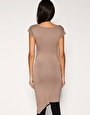 Image 2 of Gorgeous ASOS Taupe Jersey Dress Asymetric hem UK10 UNWORN