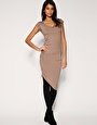 Image 3 of Gorgeous ASOS Taupe Jersey Dress Asymetric hem UK10 UNWORN