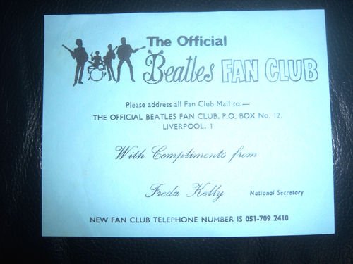 Preview of the first image of Beatles Official Fan Club Compliment Slip.