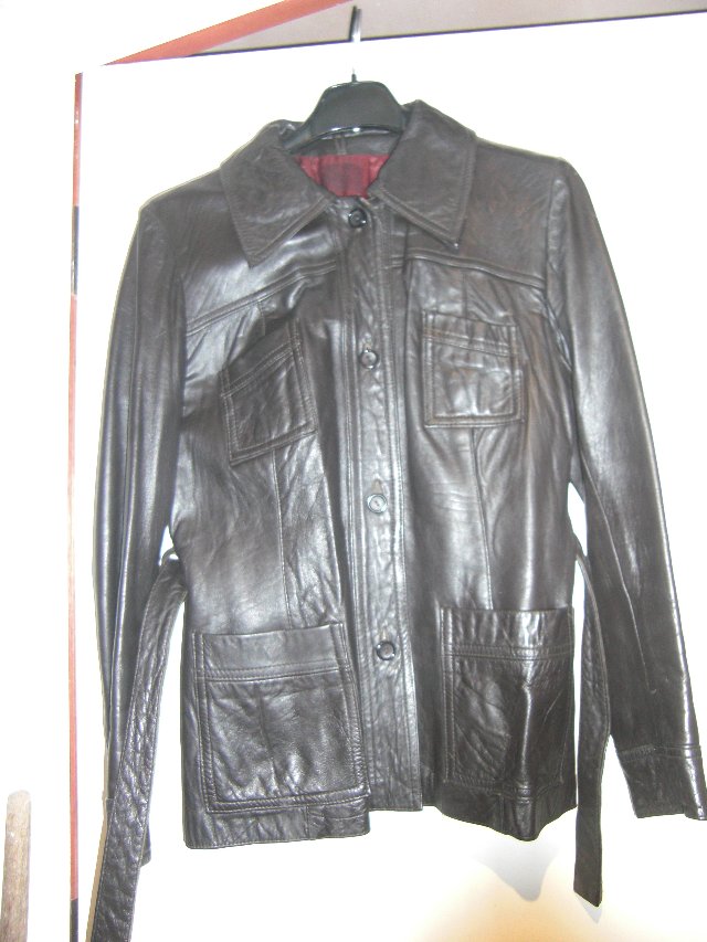 Preview of the first image of Ladies Dark BrownLeather Jacket.