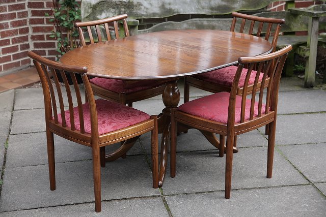 Image 3 of ERCOL ELM FRUITWOOD DINING SET CHESTER TABLE AND FOUR CHAIRS