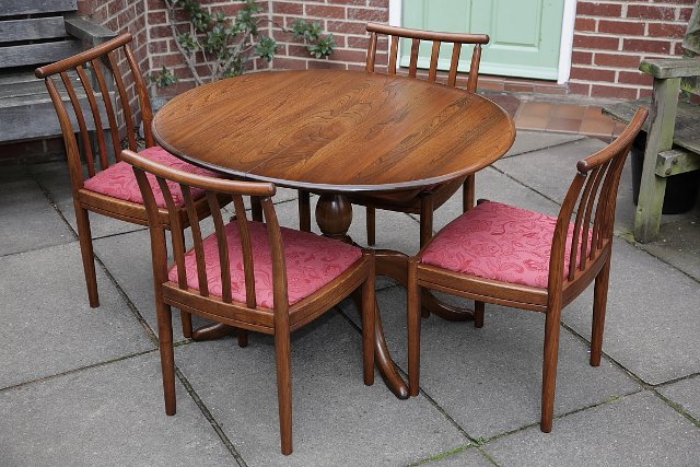 Image 17 of ERCOL ELM FRUITWOOD DINING SET CHESTER TABLE AND FOUR CHAIRS