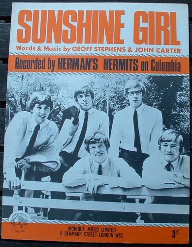 Preview of the first image of Herman's Hermits Original Sheet Music Sunshine Girl.