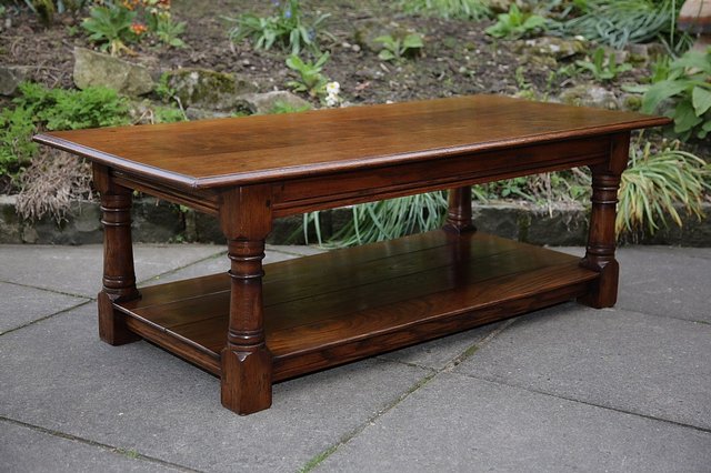 Preview of the first image of TITCHMARSH & GOODWIN STYLE SOLID OAK POTBOARD COFFEE TABLE.