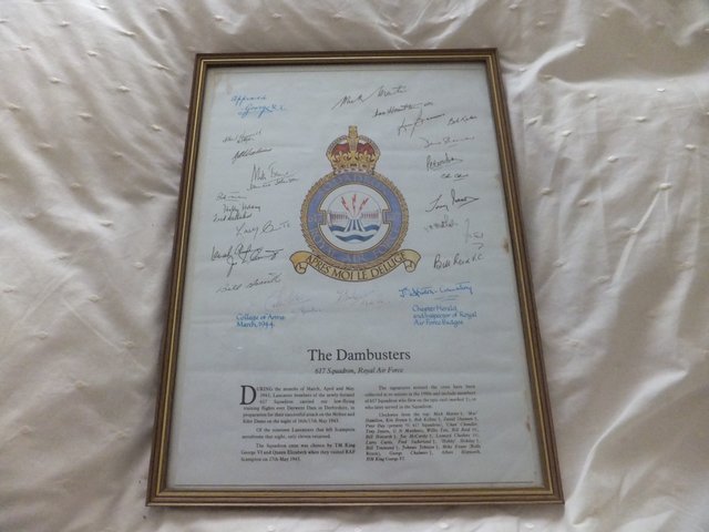 Preview of the first image of R.A.F.THE DAMBUSTERS 617 SQUADRON ORIGINAL SIGNED PRINT.