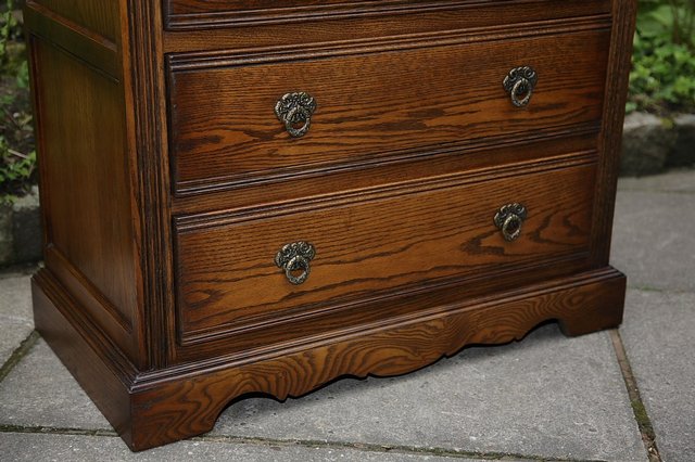 Image 4 of OLD CHARM WOOD BROS LIGHT OAK TALL CHEST OF DRAWERS.