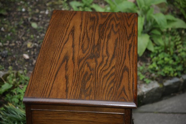 Image 14 of OLD CHARM WOOD BROS LIGHT OAK TALL CHEST OF DRAWERS.