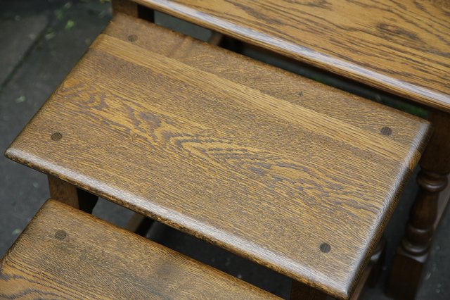 Image 14 of OLD CHARM NEST OF 3 LIGHT OAK COFFEE OCCASIONAL TABLES