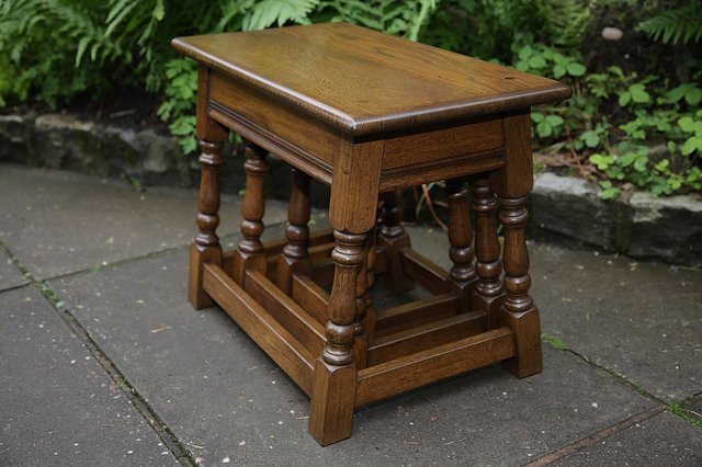 Image 17 of OLD CHARM NEST OF 3 LIGHT OAK COFFEE OCCASIONAL TABLES