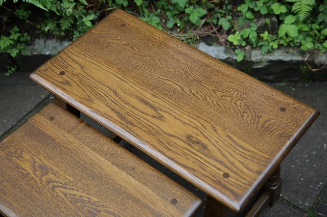 Image 23 of OLD CHARM NEST OF 3 LIGHT OAK COFFEE OCCASIONAL TABLES
