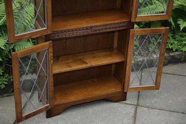 Image 11 of OLD CHARM LIGHT OAK BOOKCASE DISPLAY CABINET CUPBOARD