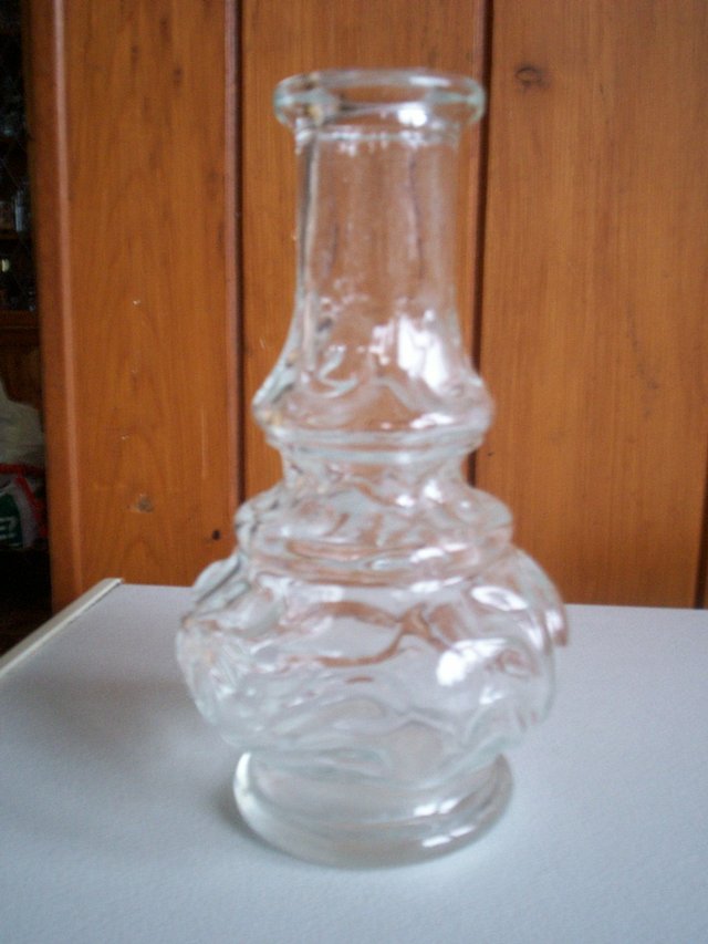 Preview of the first image of GLASS BUD VASE 5¾" TALL INDIAN DESIGN (PAIR OF).