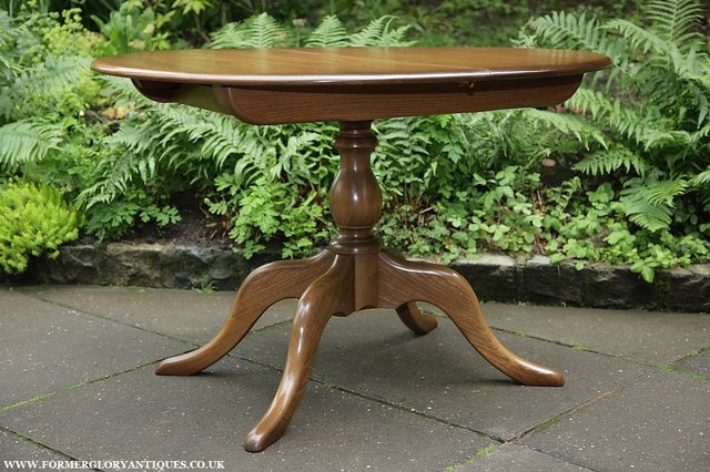 Image 11 of ERCOL ELM GOLDEN DAWN CHESTER PEDESTAL DINING KITCHEN TABLE.