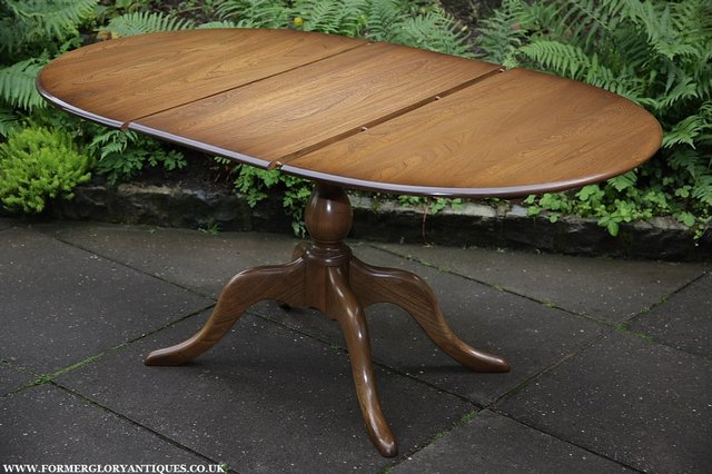 Image 12 of ERCOL ELM GOLDEN DAWN CHESTER PEDESTAL DINING KITCHEN TABLE.