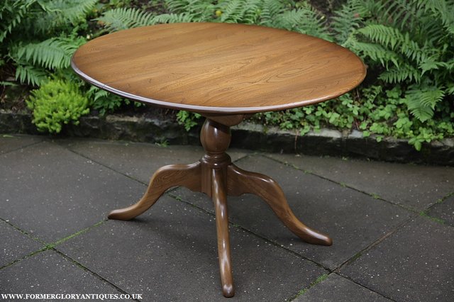 Image 17 of ERCOL ELM GOLDEN DAWN CHESTER PEDESTAL DINING KITCHEN TABLE.