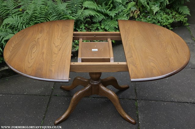 Image 26 of ERCOL ELM GOLDEN DAWN CHESTER PEDESTAL DINING KITCHEN TABLE.