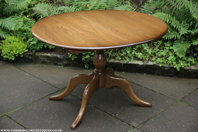 Image 28 of ERCOL ELM GOLDEN DAWN CHESTER PEDESTAL DINING KITCHEN TABLE.