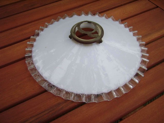 Preview of the first image of Vintage frilly pie crust glass lampshade Art Deco.
