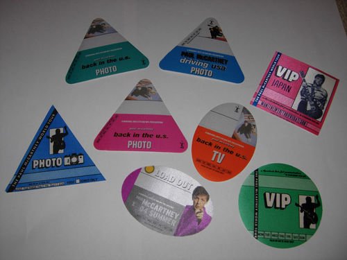Preview of the first image of PAUL McCARTNEY TOUR PASSES 8 ASSORTED.