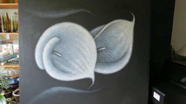 Preview of the first image of Kitsch Painting White Arum lilies.