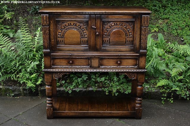 Preview of the first image of A TITCHMARSH & GOODWIN SOLID OAK WINE DRINKS HALL CABINET.