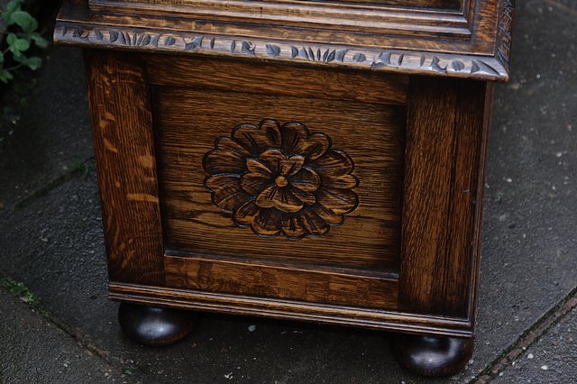 Image 10 of CARVED OAK MONKS BENCH SETTLE HALL SEAT TABLE ARMCHAIR PEW