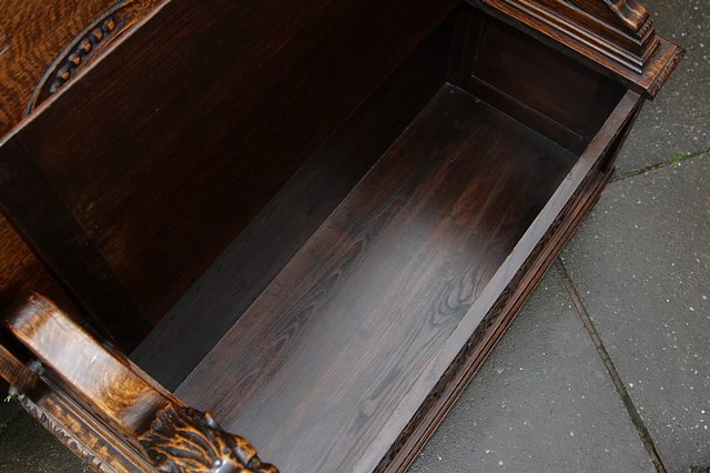 Image 18 of CARVED OAK MONKS BENCH SETTLE HALL SEAT TABLE ARMCHAIR PEW