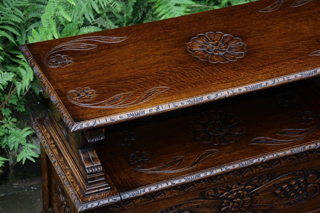 Image 30 of CARVED OAK MONKS BENCH SETTLE HALL SEAT TABLE ARMCHAIR PEW