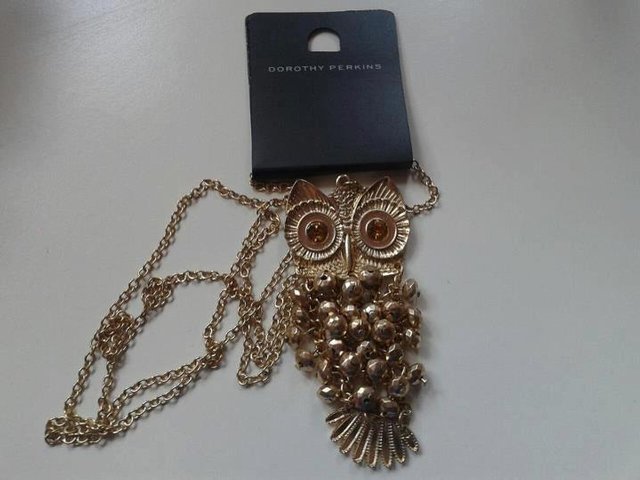 Preview of the first image of Dorothy Perkins moveable Owl necklace.